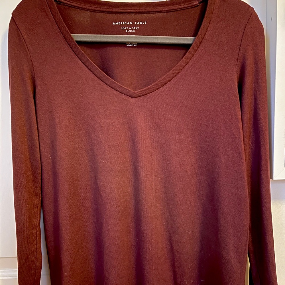 Maroon soft and sexy plush long sleeve shirt